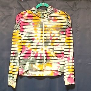 Tie die small zip up sweatshirt with a hood